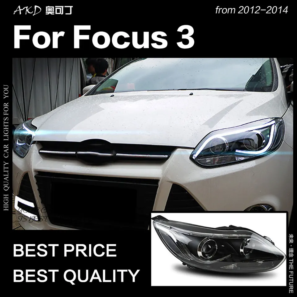 Hb2de754533fb45ccbf86d05b3c4c38040.jpg_960x960.webp Car Styling for Ford Focus Headlights 2012-2014 Focus 3 LED Headlight DRL Hid Head Lamp Angel Eye Bi Xenon Beam Accessories - Image 1