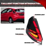 LED Tail Lights for Ford Fiesta 2008-2017 MK7 MK7.5 Dynamic Animation Sequential Turn Signal Rear Lamps - Image 2