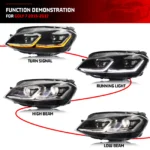 LED Headlights for Volkswagen VW Golf 7 MK7 VII 2013-2018 Sequential Turn Signal Front Lamps Assembly Not Fit GTI & Xenon Model - Image 3
