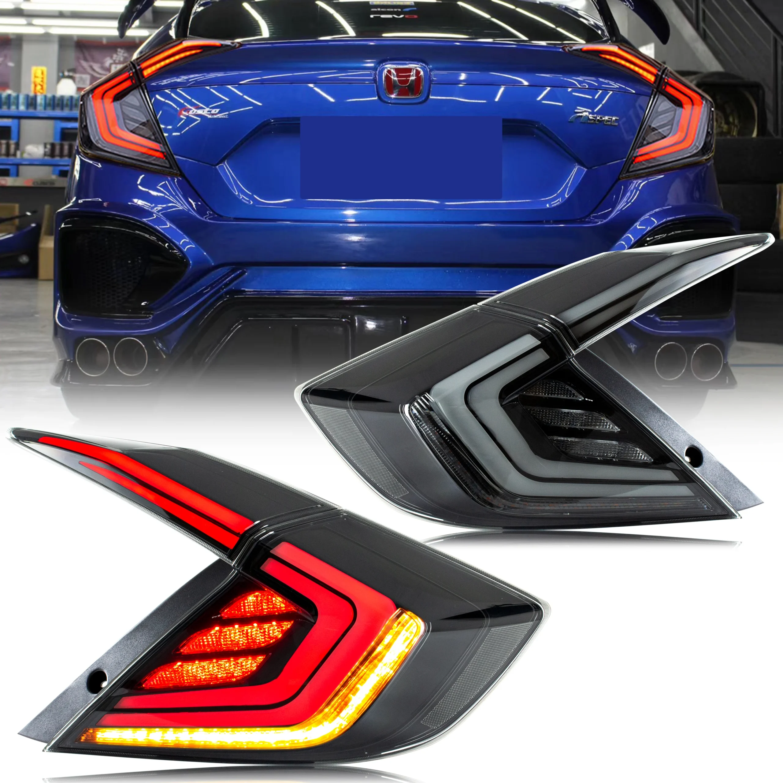 S421b0fdb927348999c3c20288f547e89B.webp LED Tail Lights For Honda Civic 10Th Gen Sedan 2016-2021 DRL Start Up Animation Rear Lamp Not Fit For Hatchback (Flashing Brake) - Image 1