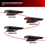 LED Tail Lights For Toyota Sienna 2020-2026 Sequential Turn Signal Dynamic Animation Black Rear Lamps Assembly With Middle Lamp - Image 2