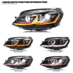 LED Headlights for Volkswagen VW Golf 7 MK7 VII 2013-2018 Sequential Turn Signal Front Lamps Assembly Not Fit GTI & Xenon Model - Image 3