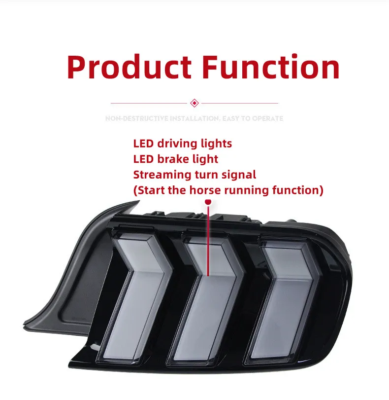 Car Taillight For Ford Mustang 20 15-20 21 RGB Style Tail Lights LED Street Lights Turn Signal Brake Taillight Assembly