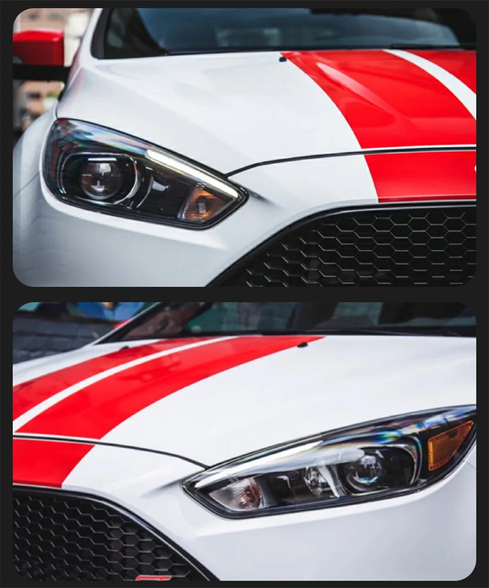 For Ford Focus RS Styling 20 15-20 18 Red Evil-eye LED Street Light Front Light Dynamic Turn Signal LED Projector Lens