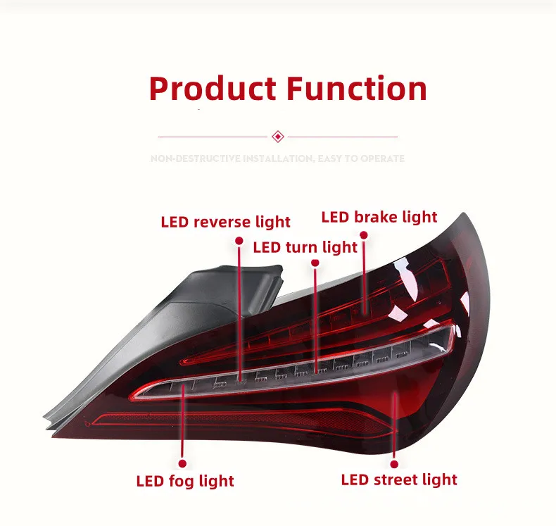 Car Rear Taillights For BENZ CLA 2013-20 19 W117 Taillight Assembly Upgrade High-end LED Light Guide Butterfly Tail Lights