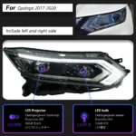 Car Lights For Nissan Qashqai 20 17-20 20 Front LED Headlight Daytime Running DRL Head lamp Low High Beam Lens - Image 6