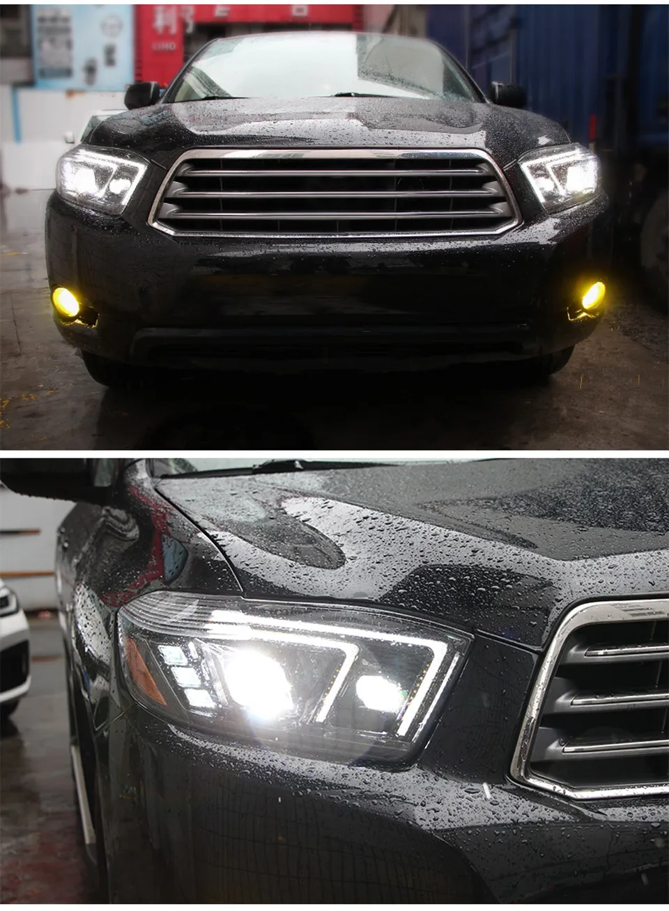 Auto Headlight Assembly For Highlander 2009-2011 Kluger LED Light Source High Beam Lens Dynamic Signal Lamp