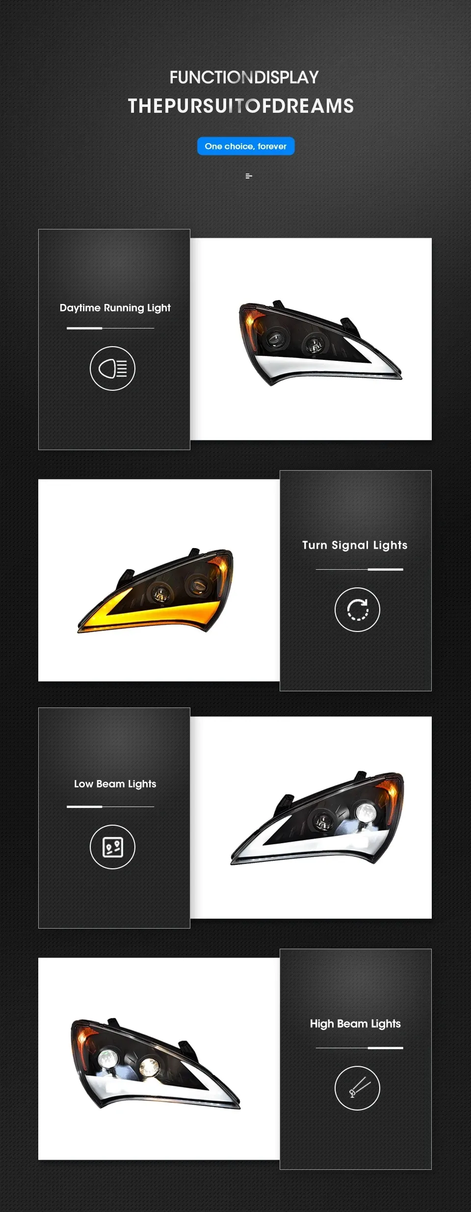 Car Headlights Genesis Coupe LED Headlight 2009-2012 Headlights For Hyundai DRL Turn Signal High Beam Angel Eye Light