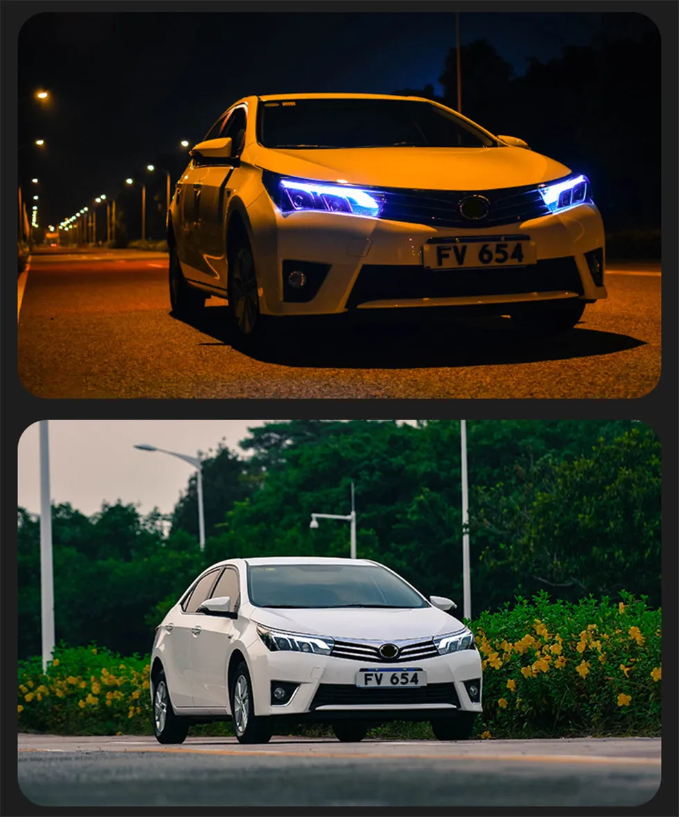 Car Headlights LED Light Bulb For Toyota Corolla 2014-20 16 Headlight LED Running Lights Bi-Xenon Beam Fog Lights