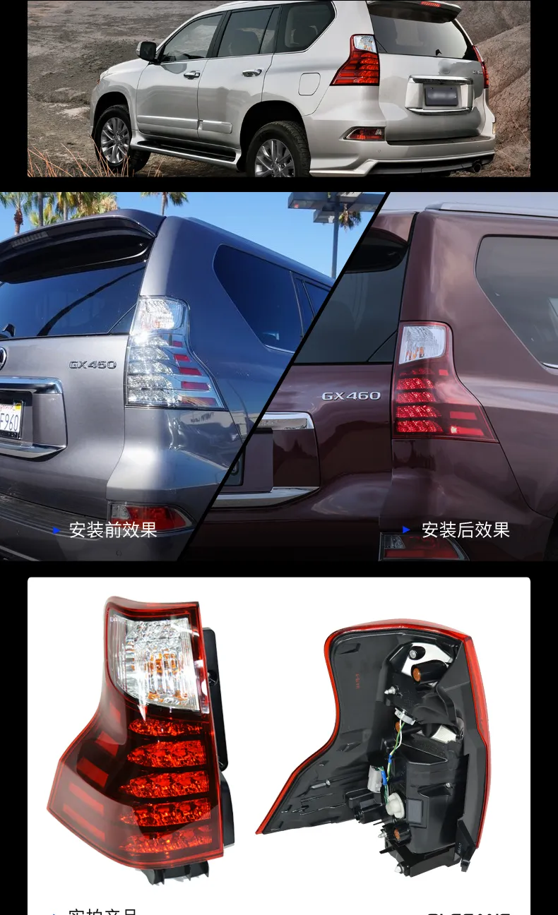 Taillights For Lexus GX400 LED Tail Light Assembly 20 14-20 20 GX460 LED Dynamic Turn Signal Taillamp Brake Reversing Fog Lights