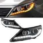 HeadLights LED Style Replacement DRL Daytime lights For KIA Sportage R 2010-2014 Turn Signal Headlights