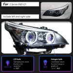 Auto Parts For BMW E60 2003-2010 5 Series 520i LED Auto Headlight Assembly Upgrade Angel Eyes Design Bicofal Lens - Image 6
