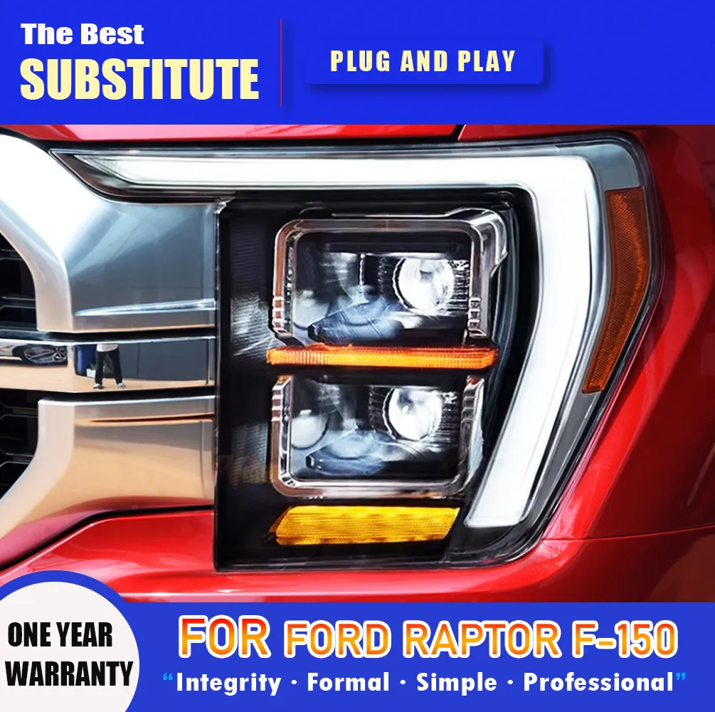 Car Headlights for Ford F-150 Raptor 20 21-2023 Full LED Dynamic Turn Signal Lamp Car Head Lamp Assembly