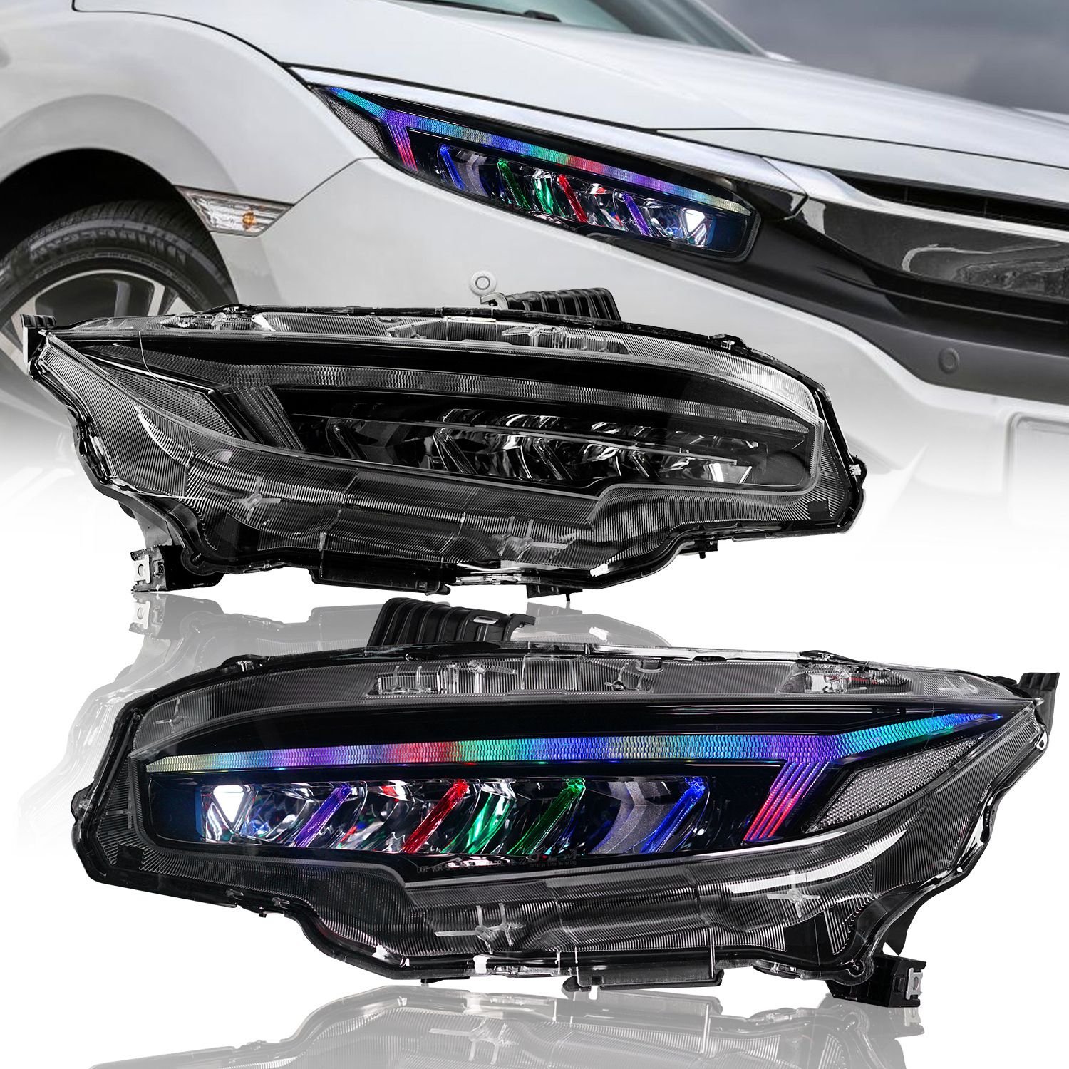 390ae549-da12-4524-965d-661e233bc253 LED Headlight For HONDA CIVIC 10th 20 16-20 21 RGB Dragon Wing Style Headlight Dynamic Turning Signal Front Lamp - Image 1