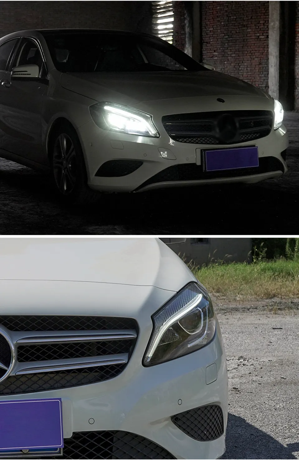 LED Headligh For BENZ W176 2013-20 18 A45 A180 A200 LED Lens Blue DRL Flow Turn Signal Head Lamp Assembly