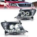 LED Dual Beam Lens Headlights for Toyota Hilux 2005-2011 Upgrade Highlight Front Lights Running Signal Headlamp