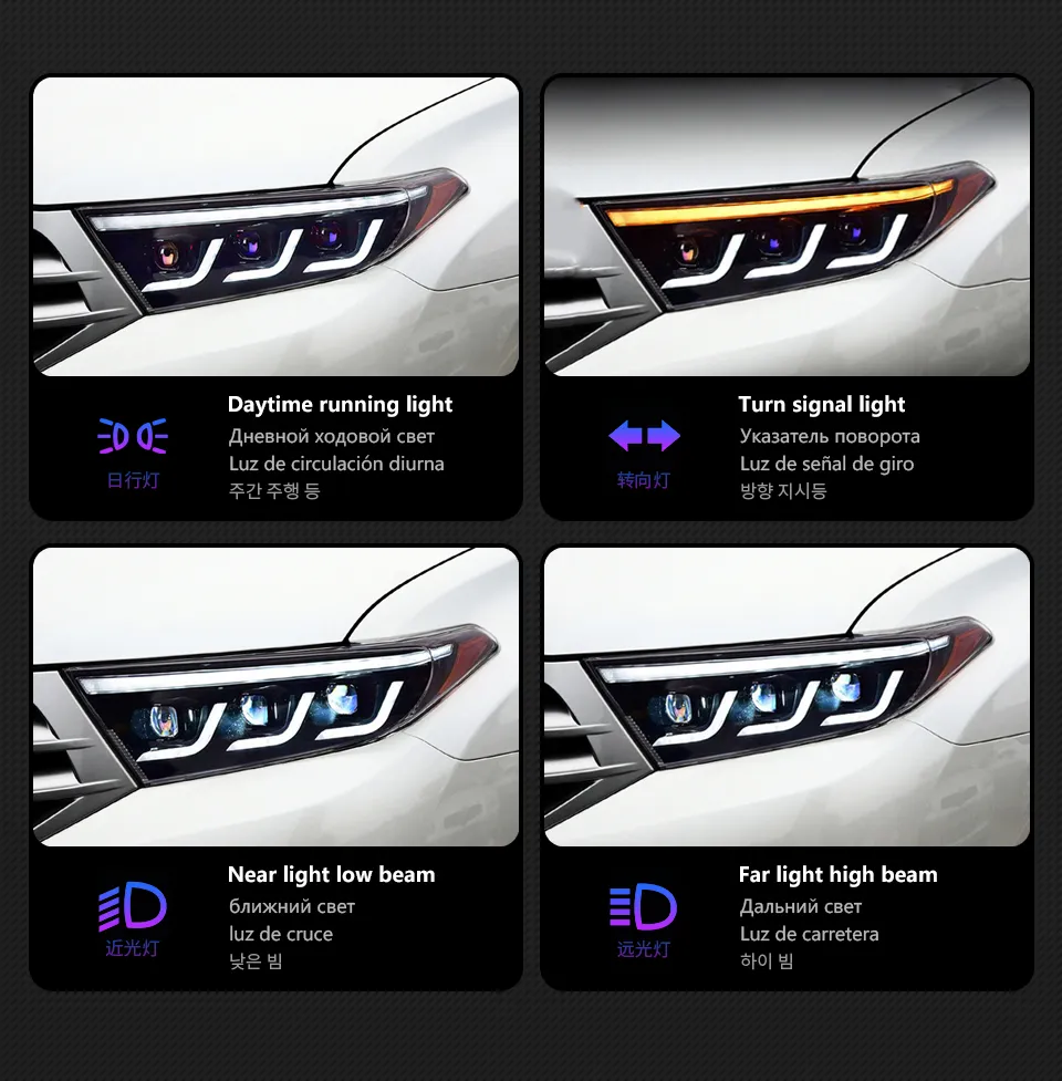 For Toyota 2012-2014 Highlander LED Headlight Kluger LED DRL Moving Turn Signal Front Light Assembly