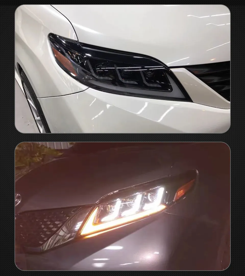 Car Lights Assembly for Toyota Sienna 2011-20 19 LED Turn Signal Daytime Light Hid Bi Xenon Auto Headlights Accessory
