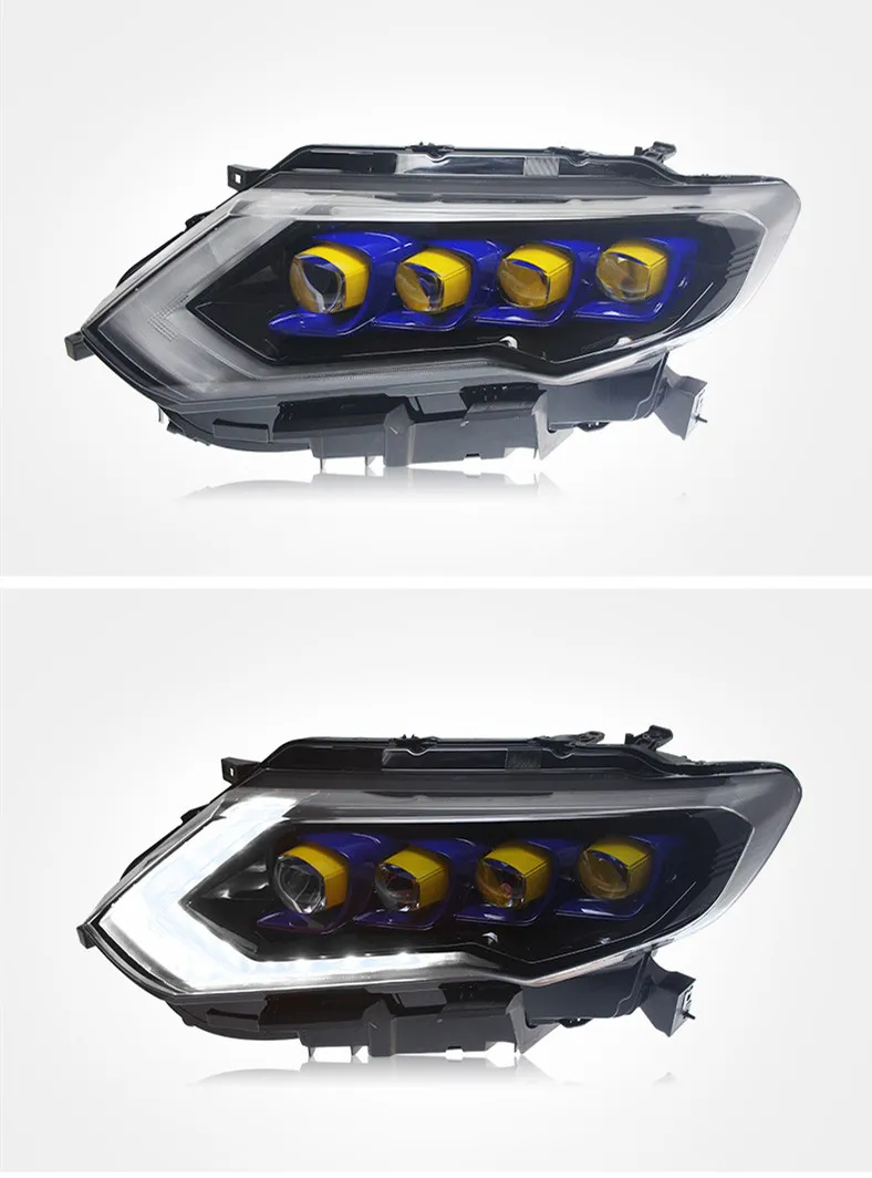 Full LED Crystal Headlights For Nissan X-TRAIL 20 17-20 19 DRL Daytime Light Dynamic Signal Head Lamp Accembly