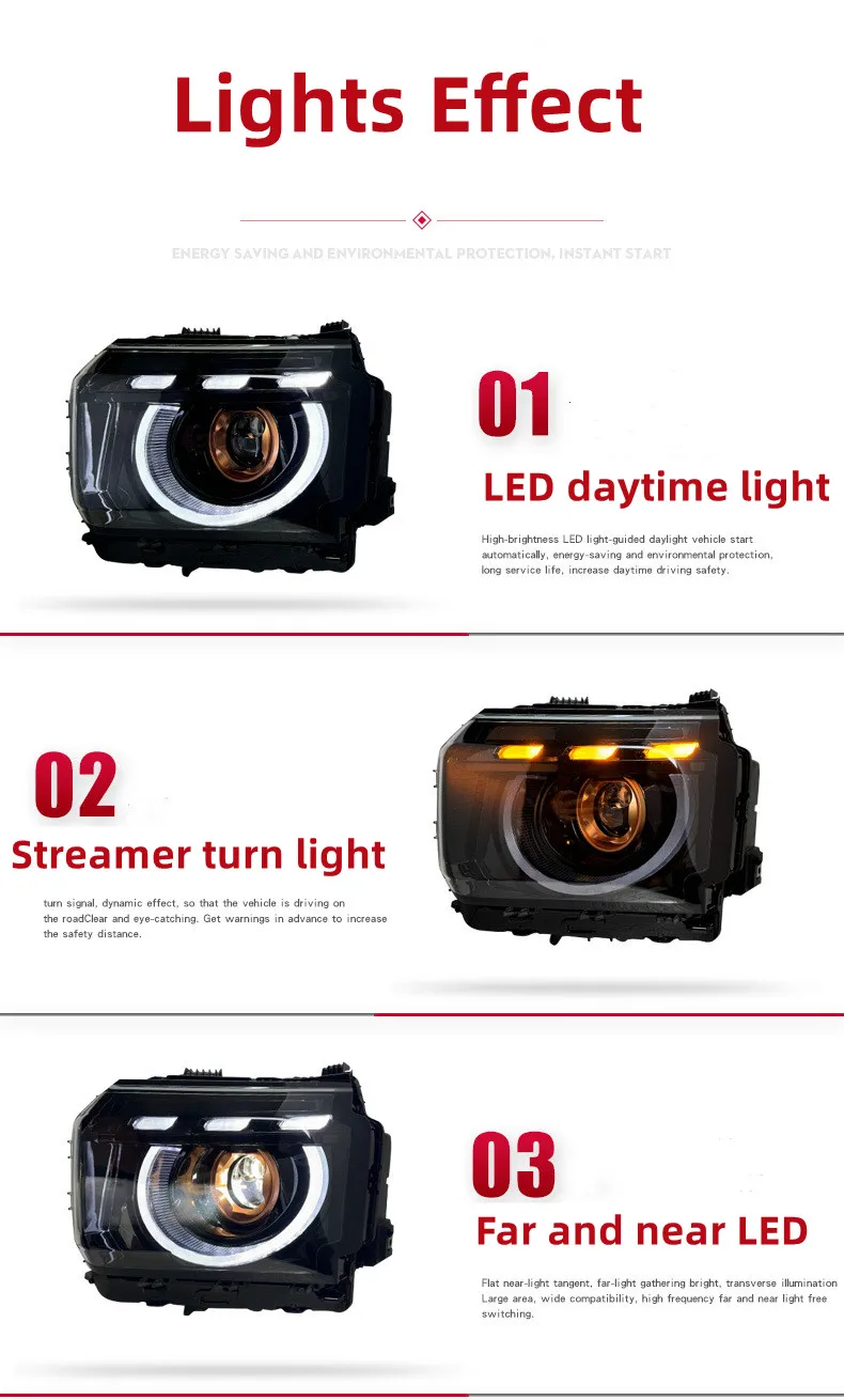 Car Headlights For Jetour Traveler Head Lights Modified Defender Style LED Streamer Signal Laser Headlights