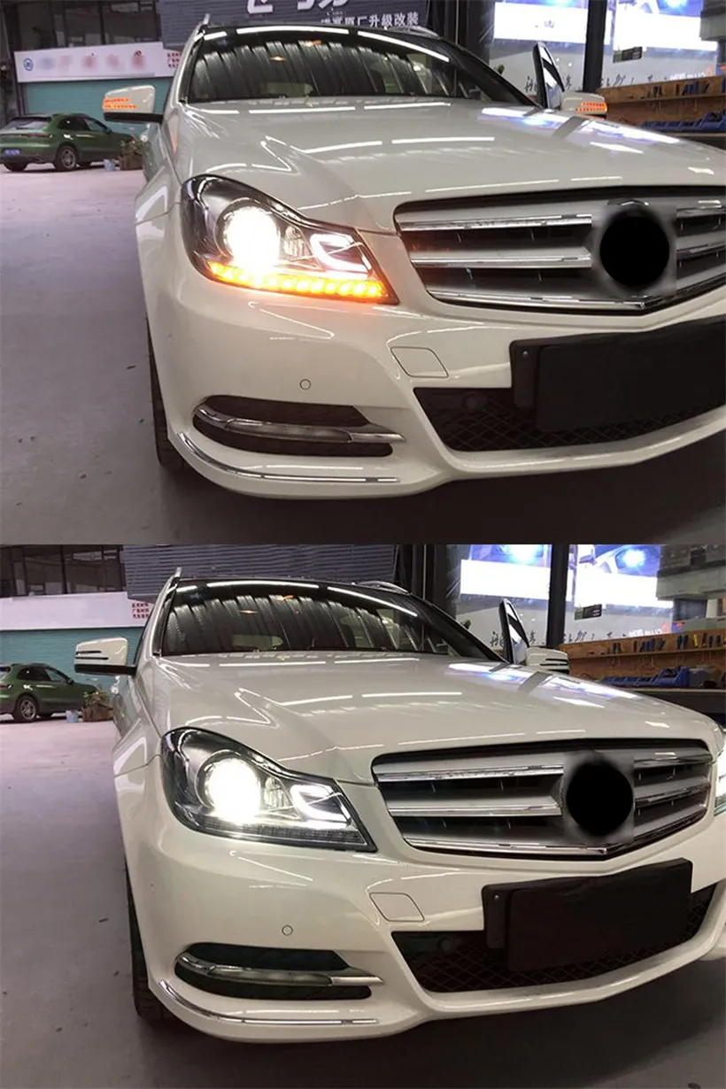 Car Accessory headlights For Benz W204 Head Lamp 20 11-20 16 Fog Lights Day Running Light DRL H7 LED Bi Xenon Bulb C200 C260 Headlight
