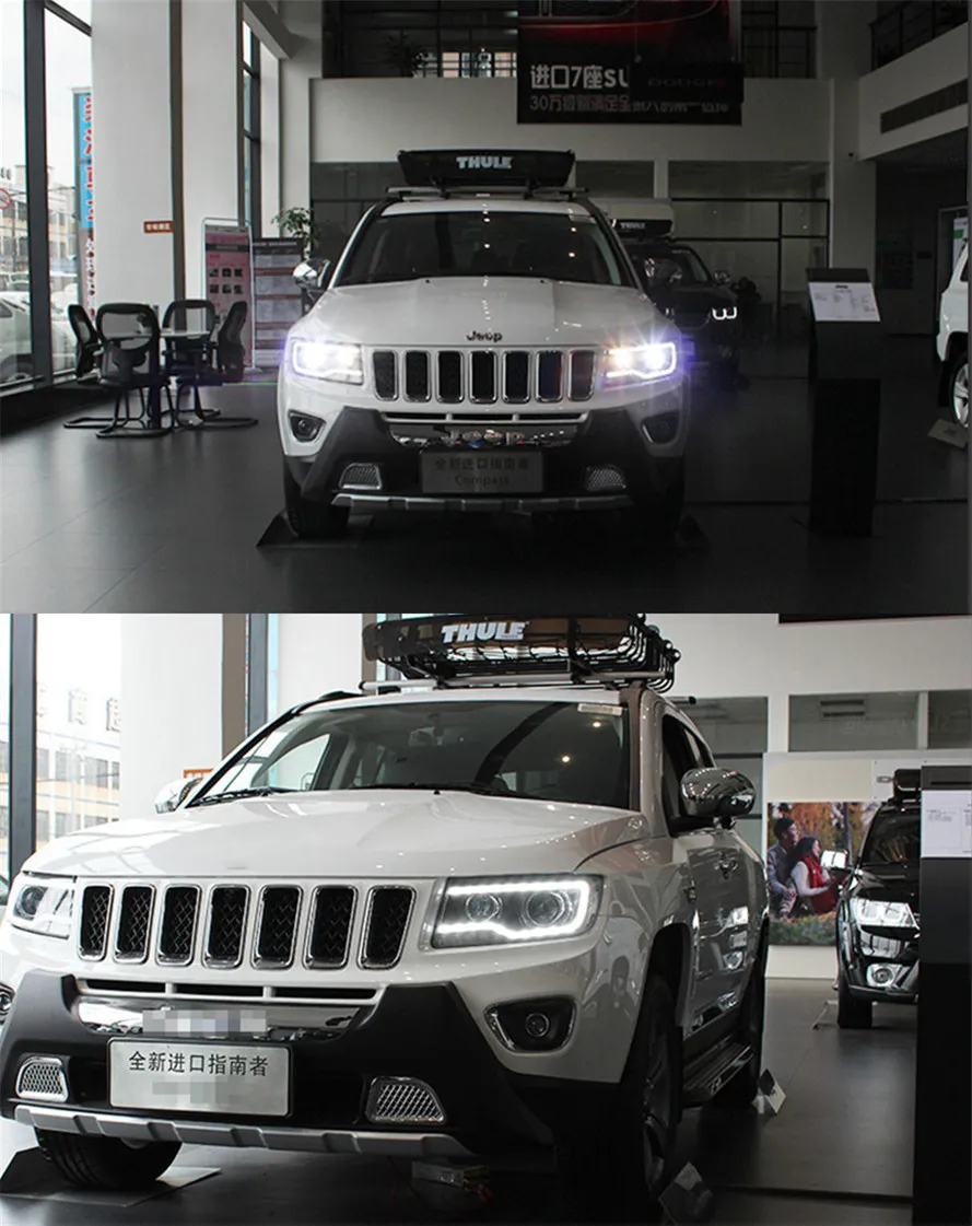 Auto Car Head Light Parts For Compass 20 11-20 16 Grand Cherokee Modified LED Lamps Headlights DRL Dual Projector Facelift