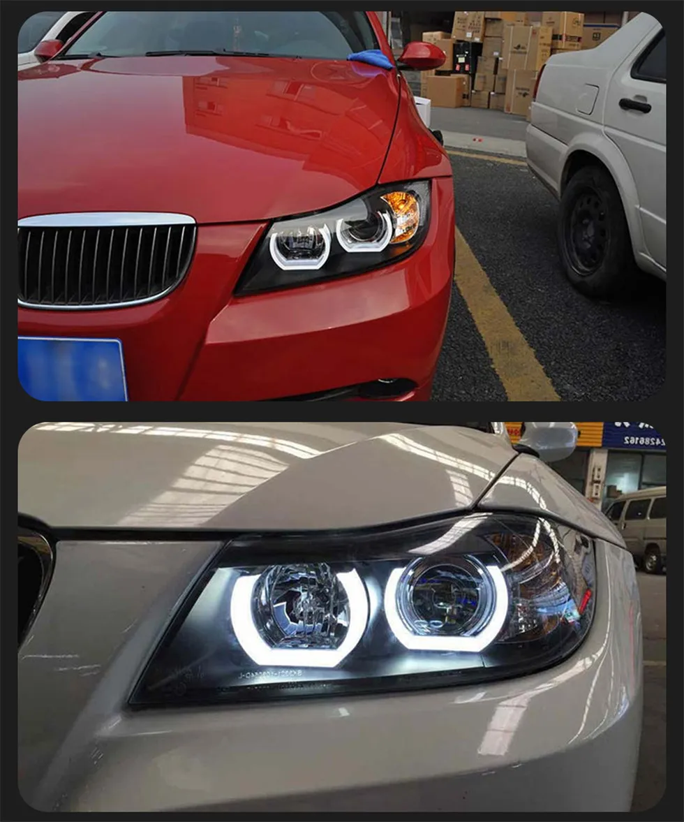 Car Lights For BMW 3 Series E90 2005-2012 Headlights LED DRL Turn Signal High Low Beam Angel Eye Headlight