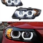 Car Lights For BMW 3 Series E90 2005-2012 Headlights LED DRL Turn Signal High Low Beam Angel Eye Headlight