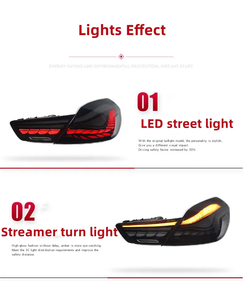 Auto Rear Lamp For BMW 6 Series 2010-20 17 LED Dragon Scale Running Light Brake Water Flow Turn Signal Taillight