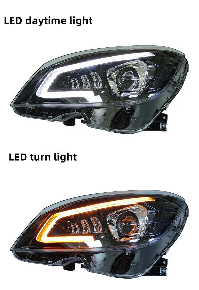 For Benz W204 C300 C260 C200 2007-2010 Headlight DRL Turn Signal High Beam Lens Dynamic Signal Head Lamp