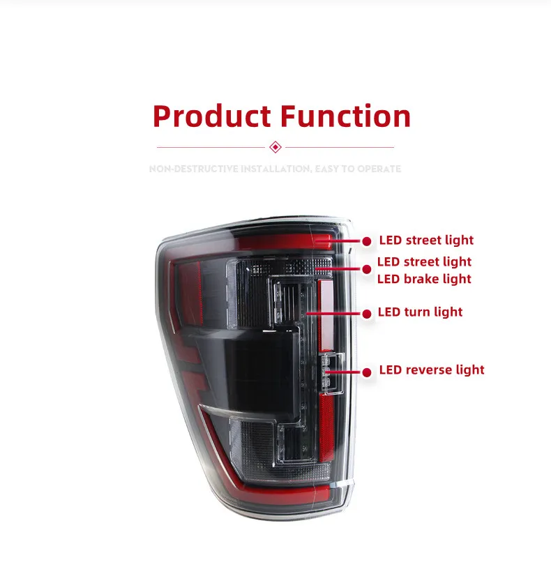 Car Rear Lamp For Ford Raptor Taillight Assembly F150 20 20-2023 Full LED Signal Light Brake Signal Street Lamp