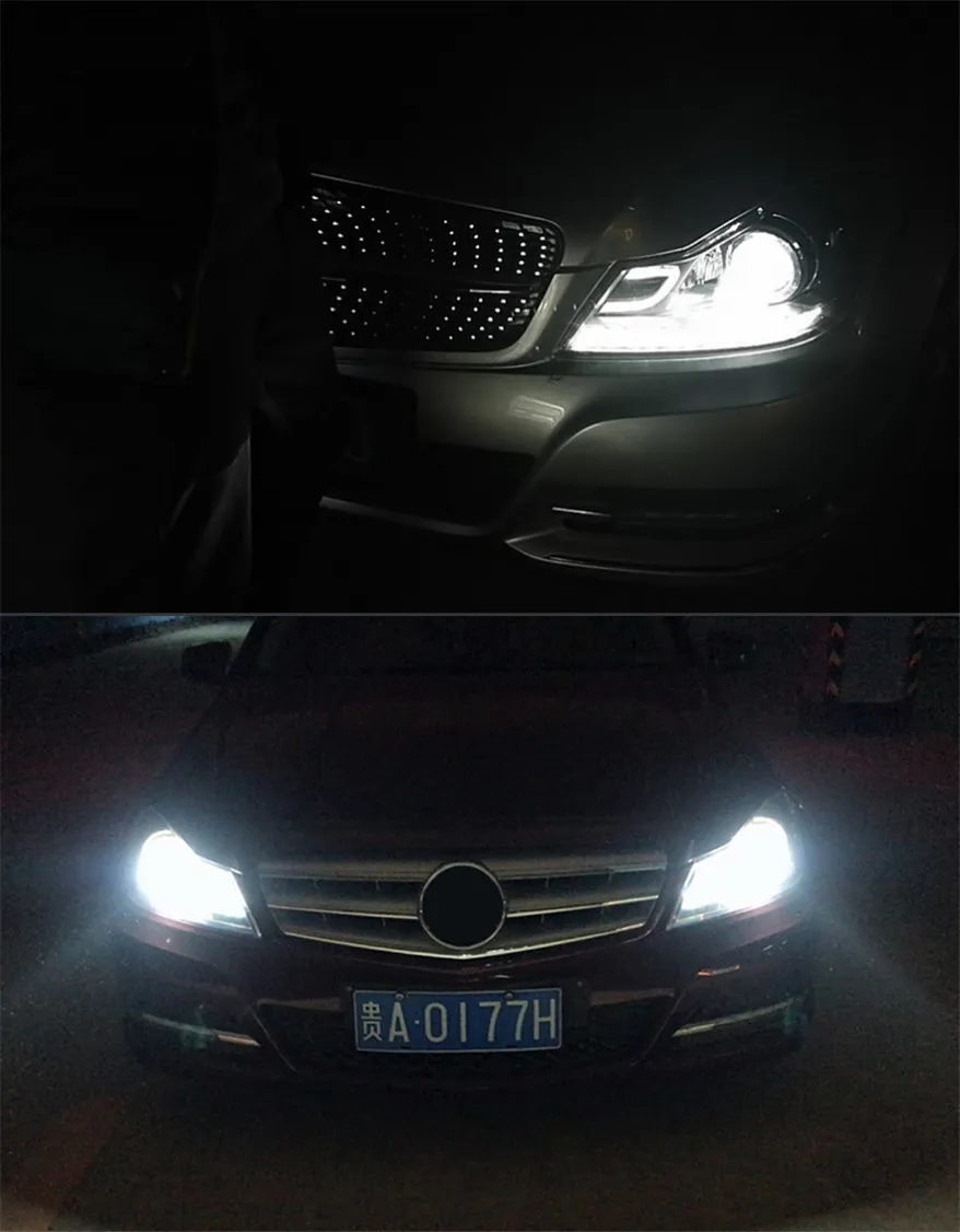 Car Accessory headlights For Benz W204 Head Lamp 20 11-20 16 Fog Lights Day Running Light DRL H7 LED Bi Xenon Bulb C200 C260 Headlight