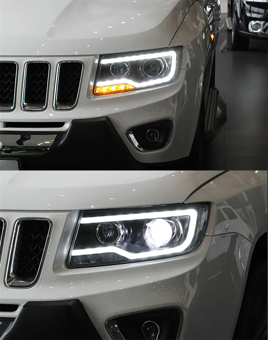 Auto Car Head Light Parts For Compass 20 11-20 16 Grand Cherokee Modified LED Lamps Headlights DRL Dual Projector Facelift