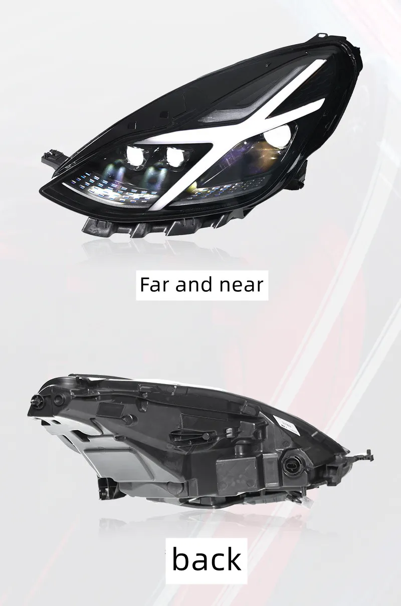 Headlight Assembly For Tesla Model Y 2020-20 24 Modified Police Style Scanning LED Daytime Running Light Lens