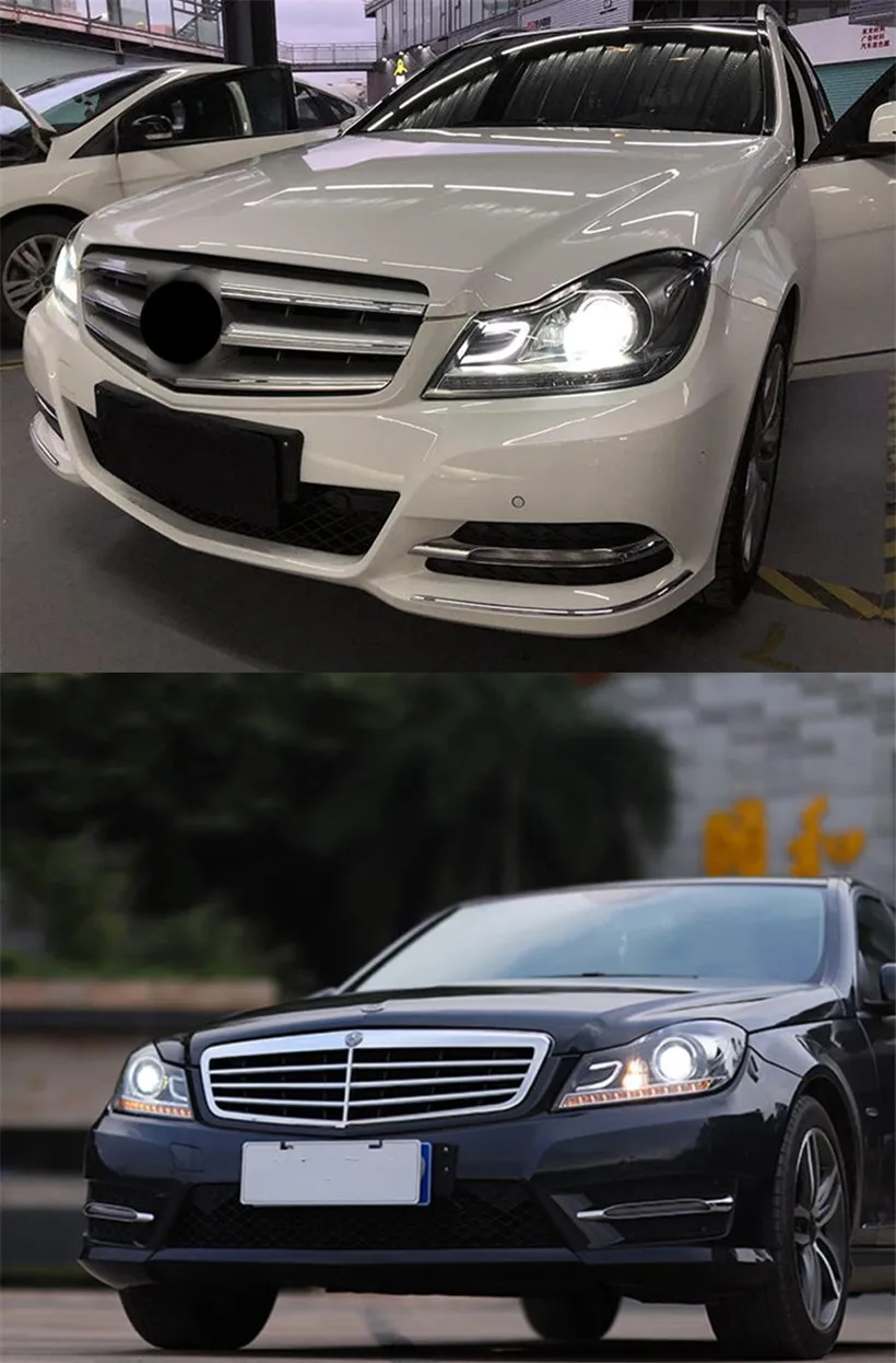 Car Accessory headlights For Benz W204 Head Lamp 20 11-20 16 Fog Lights Day Running Light DRL H7 LED Bi Xenon Bulb C200 C260 Headlight