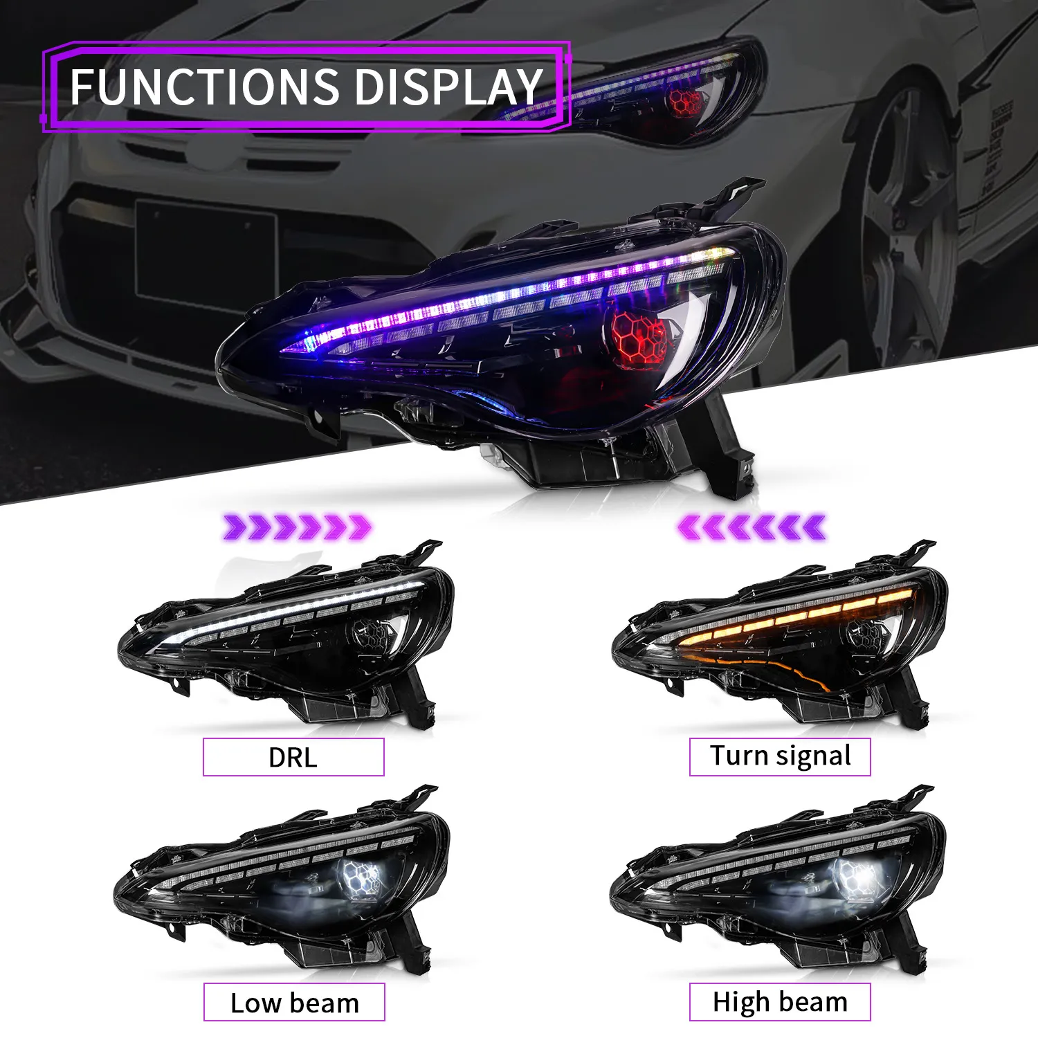 Car Headlights For Subaru BRZ/Toyota 86 2012-20 21 Headlight Full LED Front Lamp RGB Design Running Light Turn Signal