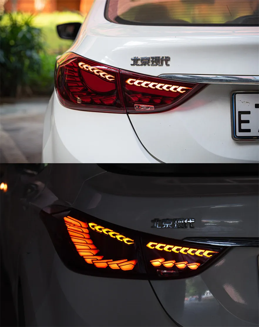 Car Taillight For Hyundai Elantra 20 11-20 16 Taillights Rear Lamp LED Turn Signal Lights Brake Reverse Accessory