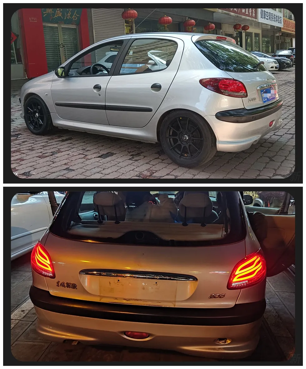 Taillights For Peugeot 206 Tail Lights 2004-2008 206CC LED Tail Lamp 207 LED DRL Brake Signal Reverse Lights