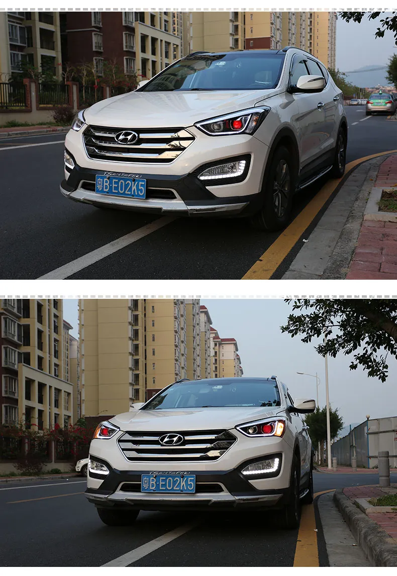 Car Light for Hyundai IX45 Headlights 2013-20 16 New Santa Fe Headlight Assembly Upgrade Signal Lamp Accessories