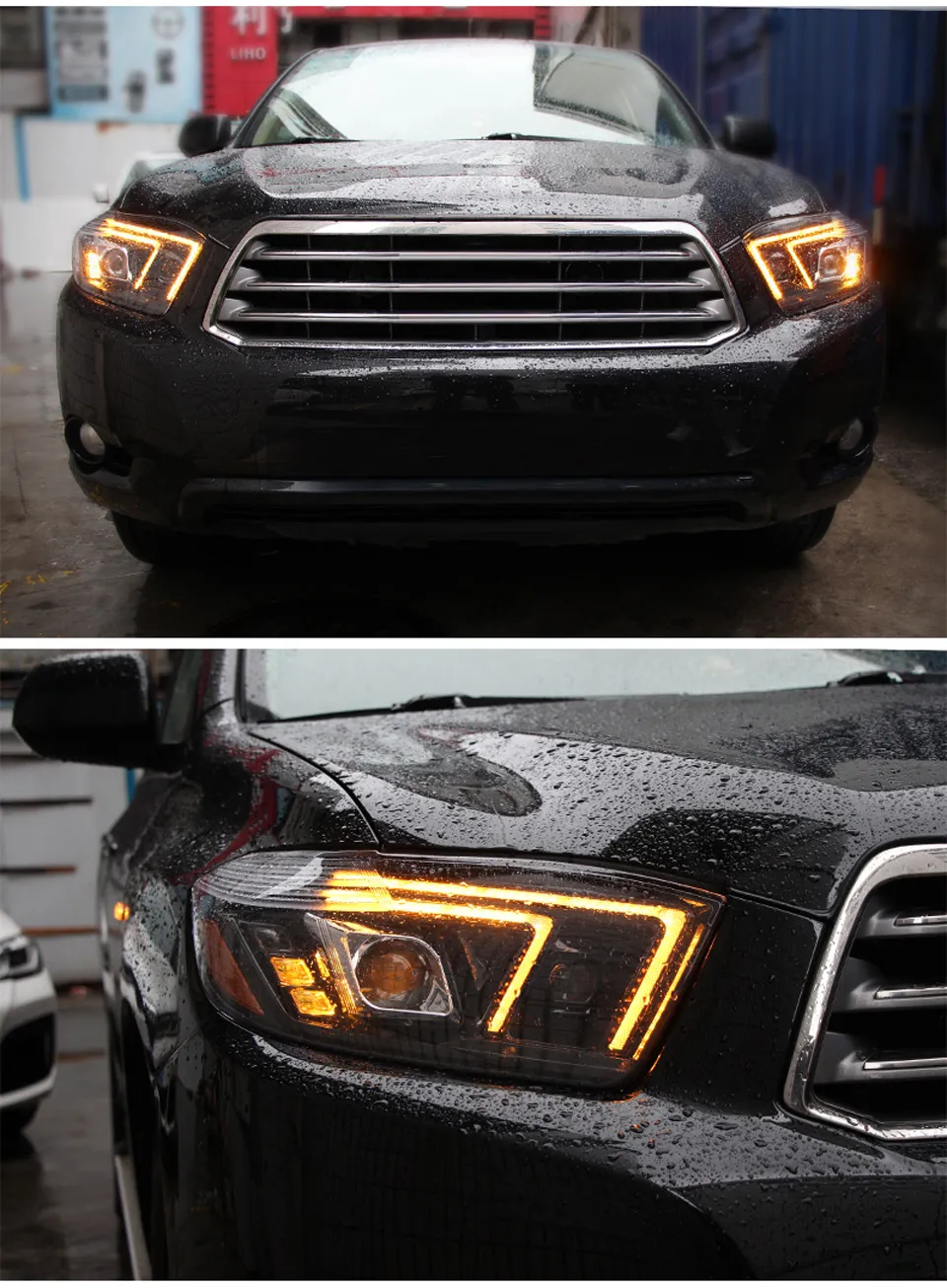 Auto Headlight Assembly For Highlander 2009-2011 Kluger LED Light Source High Beam Lens Dynamic Signal Lamp