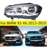 1 PCS Head Lamp For BMW X5 F15 LED Headlight 2013-19 X6 F16 DRL Turn Signal High Beam Front Lights Angel Eyelens