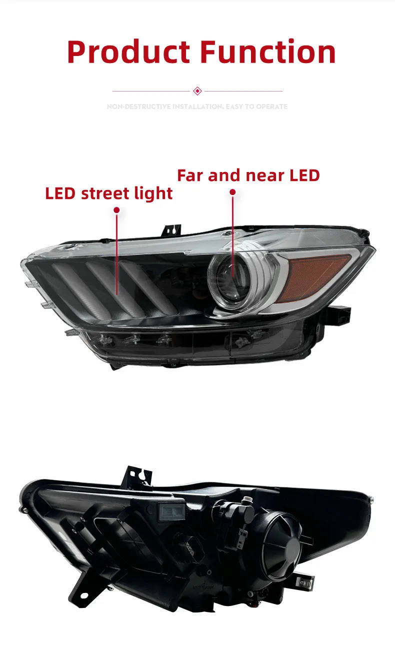 LED Headlights For Ford Mustang 20 15-20 17 LED Daytime Lights Front Lamp LED Headlight Turn Signal Light