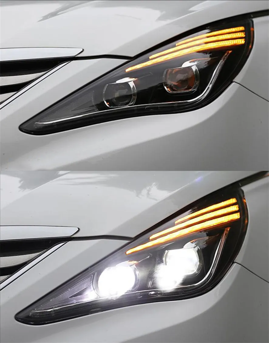 LED Head Light Parts For Sonata 8 Front Headlights Replacement 20 11-20 14 DRL Daytime light Bi-Xenon Light