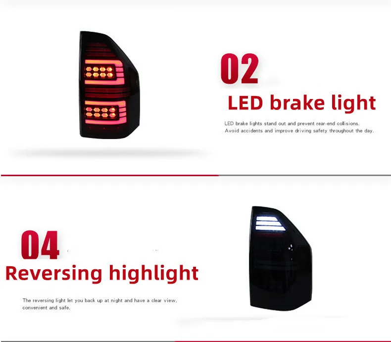 Car Taillight For Mitsubishi Pajero V73 Tail Light Assembly V77 Modified LED Turn Driving Light Rear Brake Reverse Light
