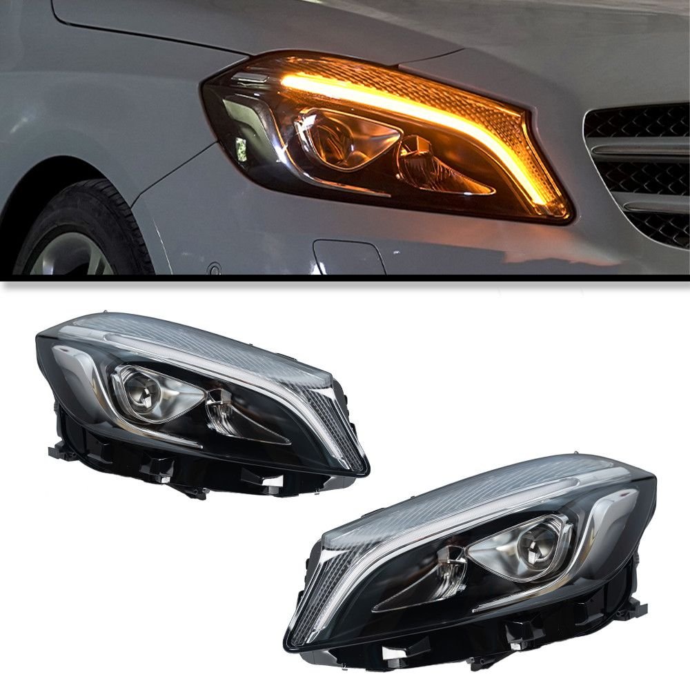 8257e166-eef3-4c37-8129-ac7fc634bd82 LED Headlight For Mercedes Benz W176 2013-20 18 A45 A180 A200 LED Lens Blue DRL Flow Turn Signal Head Lamp Assembly - Image 1
