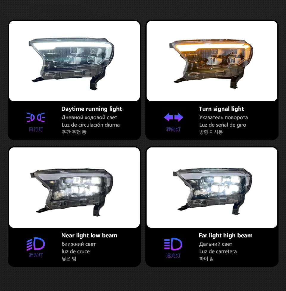 Car Front Lights for Ford Ranger Headlight 20 16-20 21 Everest Full LED DRL Dynamic Turning Signal Lamp Headlights
