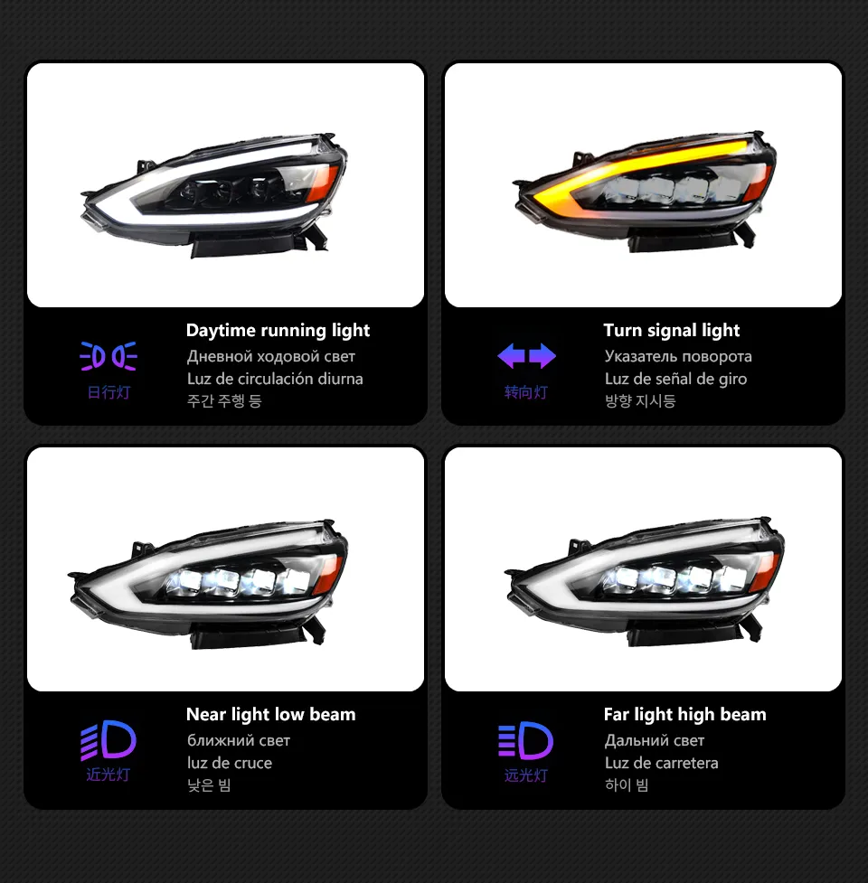For Nissan Sylphy Sentra 20 16-20 19 DRL Angel Eye Dynamic Design Turn Signal Light Front Lamp Assembly