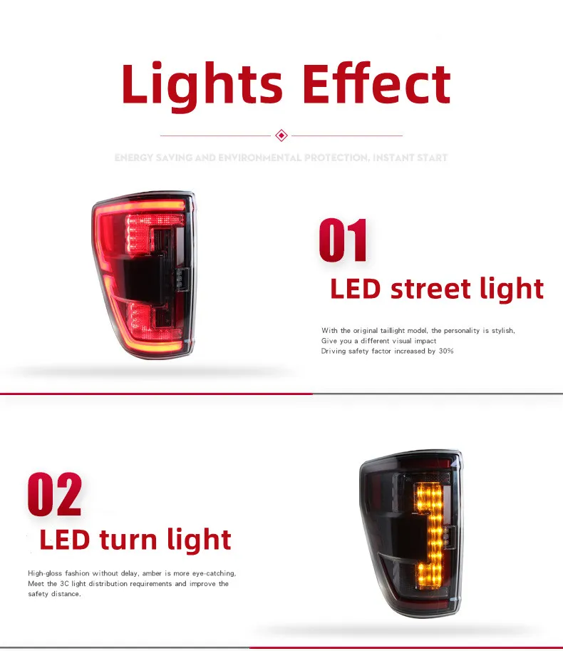 Car Rear Lamp For Ford Raptor Taillight Assembly F150 20 20-2023 Full LED Signal Light Brake Signal Street Lamp