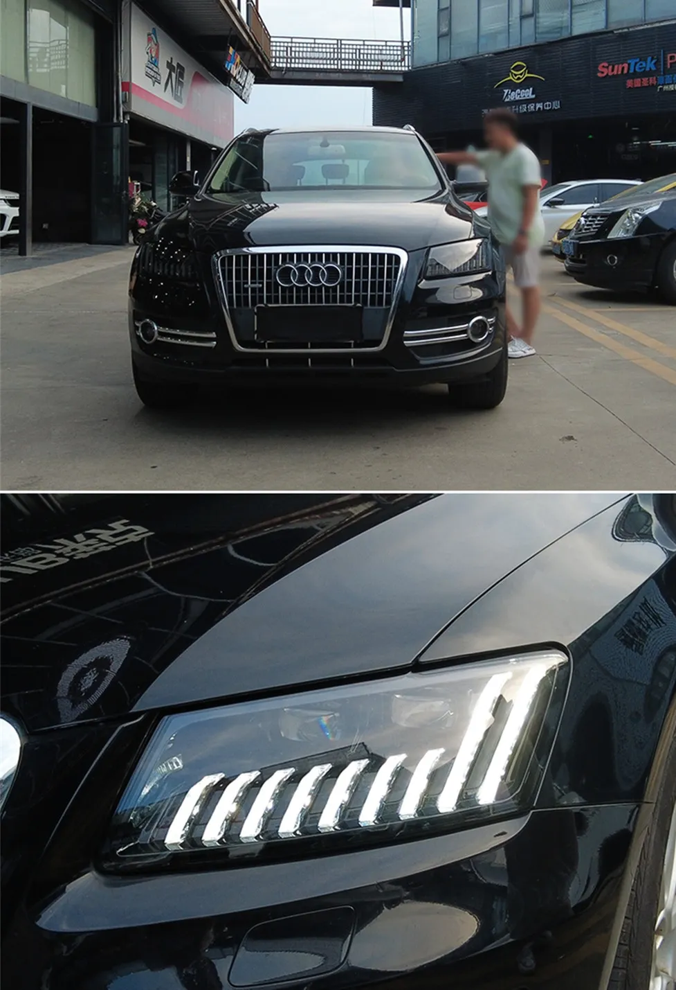 Car Light Assembly For Audi Q5 Headlights 2009-20 18 Styling LED Streamer Steering Double Lens Headlight