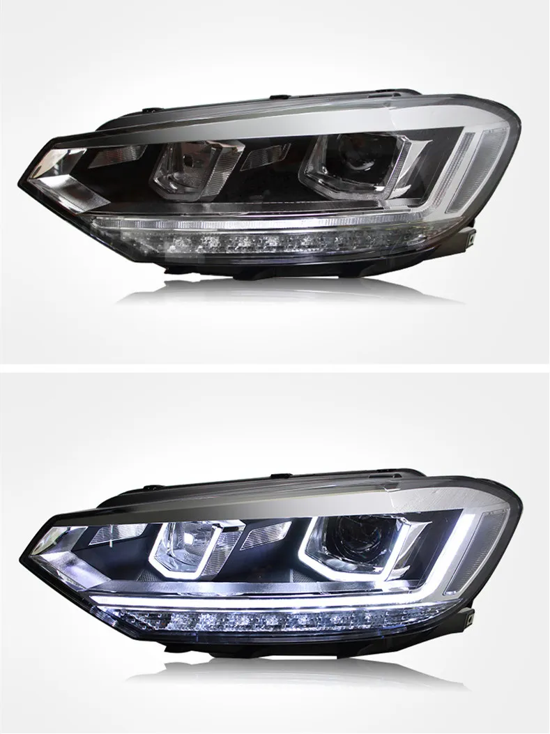 For VW Touran 20 16-20 19 Headlight Assembly Upgrade LED Lens Headlight Daytime Running Light Dual lens High Beam